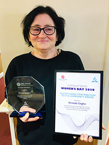 Nirmala Singhvi from Victoria House care home is awarded Community Award on International Women's Day