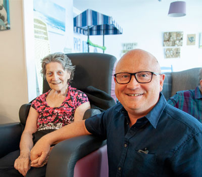 Andy & his mother at Encore Care Home