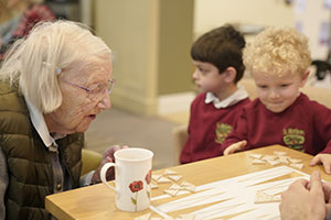 School pupil visiting care home