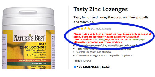 zinc lozenges are recommended to help halt coronavirus