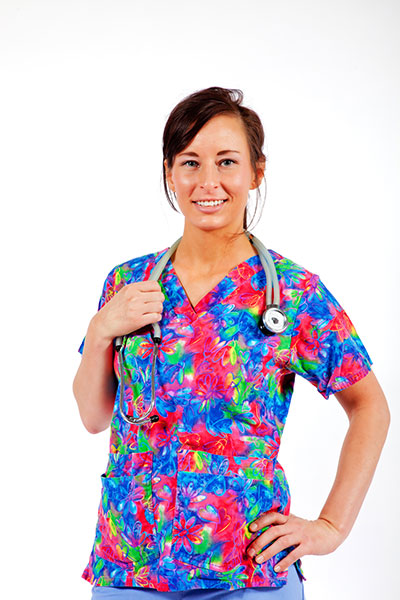 nurse in pyjama scrubs 