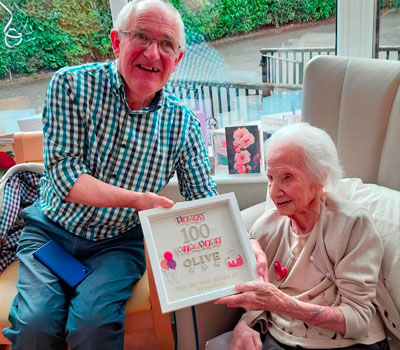 Olive celebrating her 100th birthday at Bryn Haven