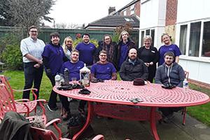 BT staff volunteering at a Teesside care home