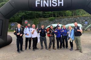 Orchard Care Homes care staff at the finish line of Mount Snowdon