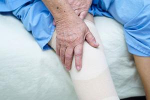 Leg injury & chronic wounds on an old person