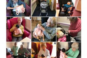 Care home residents participating in Doll Therapy