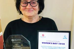 Nirmala Singhvi from Victoria House care home is awarded Community Award on International Women's Day